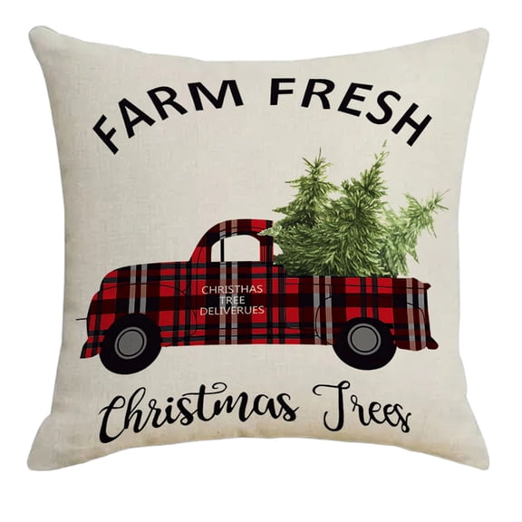 Luoshdecor Christmas Pillow Cover，Vintage Red White Plush Xmas Theme Decorative Throw Pillow Cases for Home and Living Room Winter Bed Decor 18x18 in