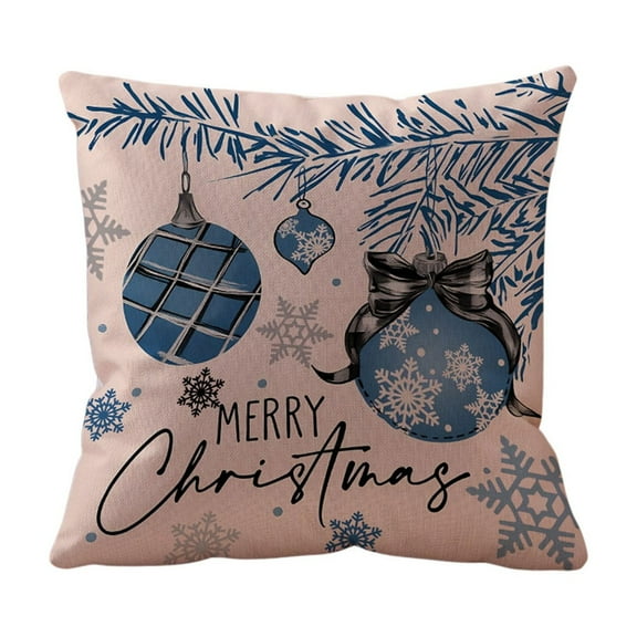 Luoshdecor Christmas Pillow Covers,18x18 in Decorative Farmhouse Snowman Christmas Tree Blue White Pillow Covers for Winter Holiday Home Sofa Decoration