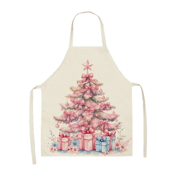 Luoshdecor Christmas Plaid Apron,Winter Merry Christmas Xmas Decorative Tree Apron with Strap for Adult Kitchen Party Gift 18.6 in