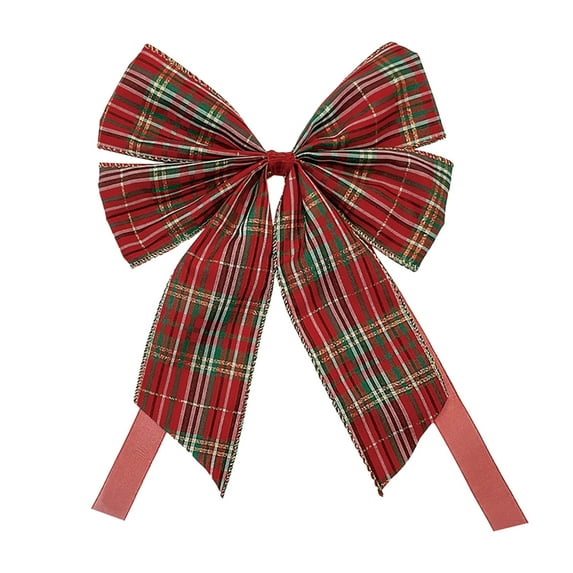 Luoshdecor Christmas Plaid Bow,7x9 in Holiday Event Bow Christmas Decoration for Home Party Fireplace Decor