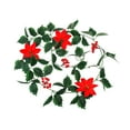thumbnail image 1 of Luoshdecor Christmas Poinsettias Garland ,78.7 in Artificial Holly Red Berry Poinsettias Flowers Garlands for Xmas Tree Fireplace Indoor Home Decor, 1 of 6
