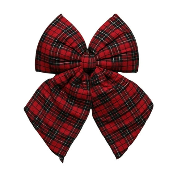 Luoshdecor Christmas Red Black Plaid Bows Ornaments,Checked Christmas Wreaths Bows for Xmas Tree, Garland Holiday Decoration 13.4 in