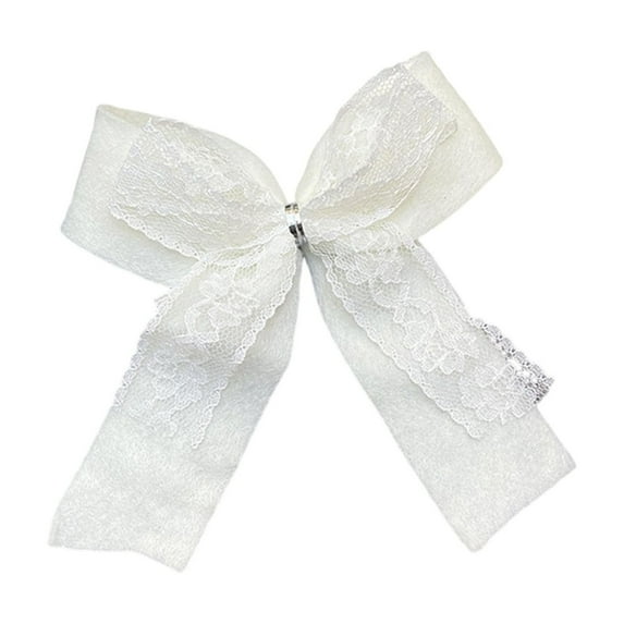 Luoshdecor Christmas Ribbon Bows for Christmas Tree,White Lace Decoartive Bows for Tree Garland Wreath Indoor Xmas Decorations 5.1 in