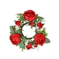thumbnail image 1 of Luoshdecor Christmas Rose Candle Rings Wreaths,Artificial Flowers with Green Leaves Floral Table Pillar Candle Holder for Party Supplies Home Table Decoration 7.8 in, 1 of 9