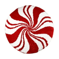 Luoshdecor Christmas Round Rugs ,15.7 in Holiday Plush Santa Spiral Stripe Decoration Carpet for Xmas Livingroom Bedroom Indoor Decoration