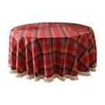 thumbnail image 1 of Luoshdecor Christmas Round Tablecloth,Classic Woven Checked Farmhouse Table Protector with Tassel for Xmas Dining Room Kitchen Party 59 in, 1 of 6