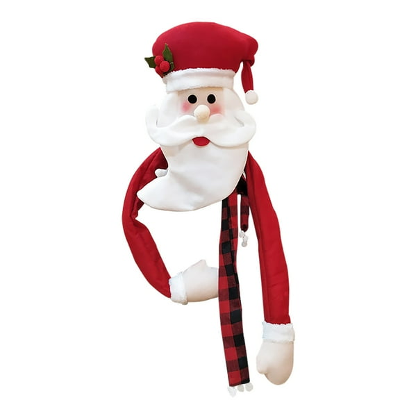 Luoshdecor Christmas Santa Tree Topper, Large Plush Santa Reindeer Treetop Hugger with Red Hat & Scarf,for Winter Wonderland Home Party Supplies
