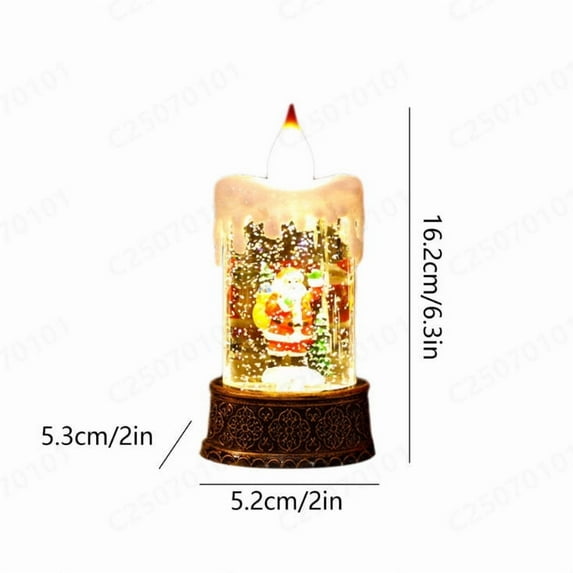 Luoshdecor Christmas Snow Globe Lantern,Candle Shaped Snow Battery Operated Lantern Vintage Water Glitters Festival Gift Xmas Decor 6.3 in