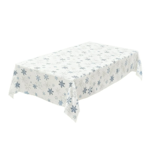 Luoshdecor Christmas Snowflake Tablecloth,Winter Holiday Gift,Wihte Snowflake Wonderland Table Cover for Christmas Holiday Party Table Decor, 54 x 104 in