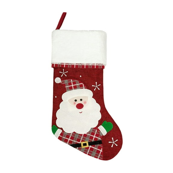 Luoshdecor Christmas Stockings,Large Plush Cuff Santa Deer Snowman Penguins Stockings for Gift Candy Bag Holiday Party 19 in