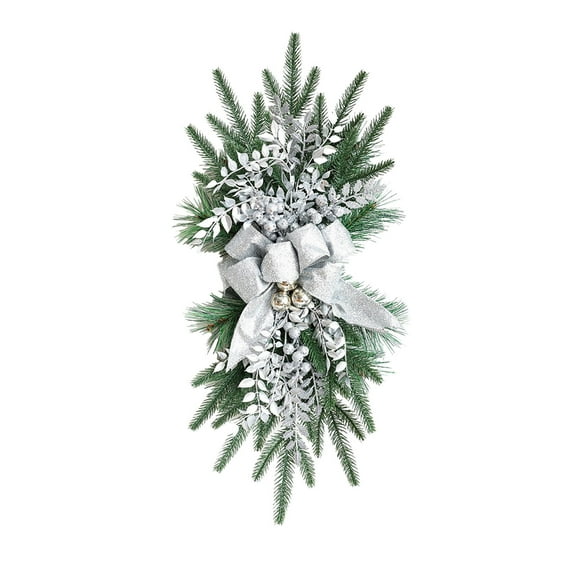 Luoshdecor Christmas Swags Teardrop Prelit ,23.6 in, Artificial Christmas Hanging Ornaments for Home Festive Christmas Garland Decoration