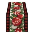 thumbnail image 1 of Luoshdecor Christmas Table Runner,Xmas Poinsettia Balls Flowers Table Runner with Plaid Edge ,Winter Holiday Farmhouse Decoration for Home Kitchen Wedding 13x72 in, 1 of 6