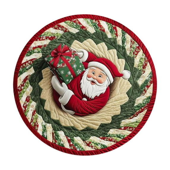 Luoshdecor Christmas Theme Doormat Rug,15.7 in Round Plush Merry Xmas Winter Dirt Resistant Rugs,Xmas Gift for Indoor Livingroom Bedroom Decoration
