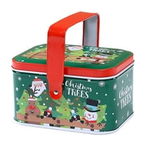 Luoshdecor Christmas Tin Box,Reusable Candy Favor Container with Handle Lid for Festive Storage Crafts 4.1 in