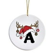 thumbnail image 1 of Luoshdecor Christmas Tree Letter Ornaments 2025，26 Initial Xmas Elk Hat Hanging Pendant,Xmas Gift for Home fireplace Party 3.15in (A), 1 of 9