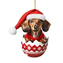Luoshdecor Christmas Tree Ornament，Hatching Born Dachshund Dog Acrylic Pendants, Christmas Tree Decor Dog, Home Decor for Fireplaces, Windows, Doors, Walls