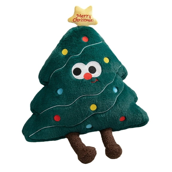 Luoshdecor Christmas Tree Pillow,Cute Soft Plush Xmas Tree Shaped Throw Pillow with Eyes Leg for Couch Sofa Chair Living Room Home Decoration 19.7 in