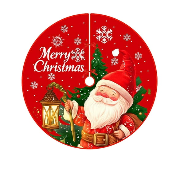 Luoshdecor Christmas Tree Skirt 35.4 in ,Winter Xmas Santa Pine Tree Snowflakes Tree Skirt Mat ,for New Year Xmas Party Home Decorations