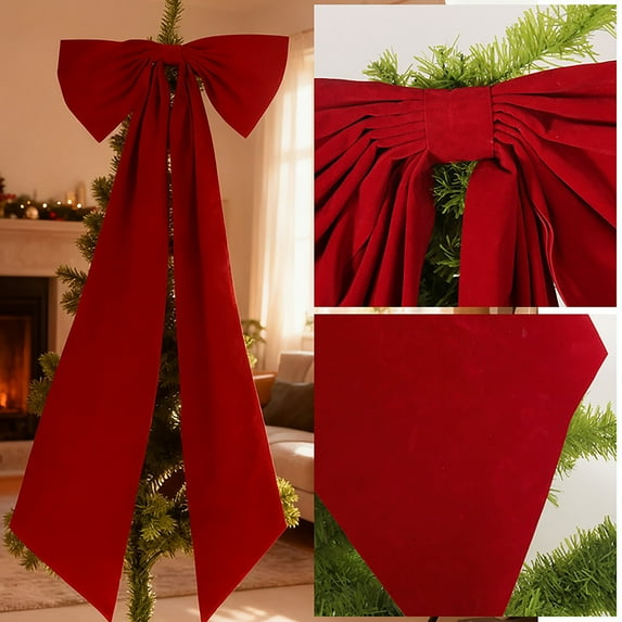 Luoshdecor Christmas Tree Topper Bow,Large Red Silky Satin Ribbon Bow for Xmas Tree Decor, Fireplace, Staircase, Holiday Party & Wedding Decorations 47.2 in