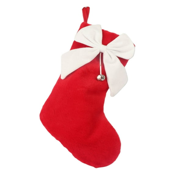 Luoshdecor Christmas Velvet Stocking,18 in Large Soft Plush Christmas Stockings with Bow Xmas Gift for Family Holiday and Xmas Tree Fireplace