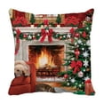 thumbnail image 1 of Luoshdecor Christmas Watercolor Throw Pillow Cover,18x18 in Christmas Tree Garlands Fireplace Scene Pillow Cushion for Home & Sofa Decor, 1 of 6