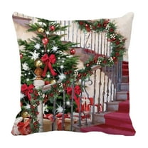 Luoshdecor Christmas Watercolor Throw Pillow Cover ,18x18 in Christmas Tree Scene Pillow Cushion for Home & Sofa Decor