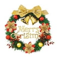 thumbnail image 1 of Luoshdecor Christmas Wreath for Front Door, Artificial Merry Christmas Wreath Decoration with Glitter Bow Poinsettia Bell Gift for Xmas Party Window Wall Fireplace 11.8 in, 1 of 7