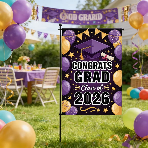 Luoshdecor Class of 2026 Garden Flag,Graduation Decoration Outdoor Patio Party Sign High School College Graduation Yard Flag