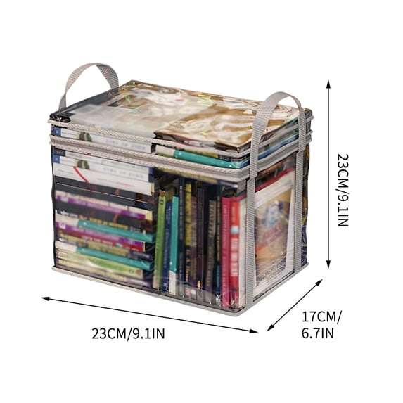 Luoshdecor Clear Book Storage Bag,Plastic Comic Books Organizer with Handle for Book DVD Ray Disc Clothing