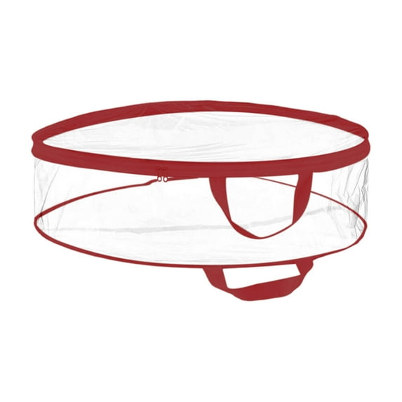 Luoshdecor Clear Christmas Wreath Storage Bag,Round Wreath Storage Container with Handle for Holiday Seasonal Wreath Garland 35.8 in