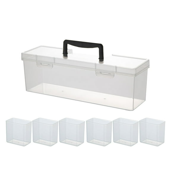 Luoshdecor Clear Seasoning Box, Plastic 6 Compartment Divided Spice Storage Pots Condiment Container Boxes, for Salt, Sugar, Cocoa