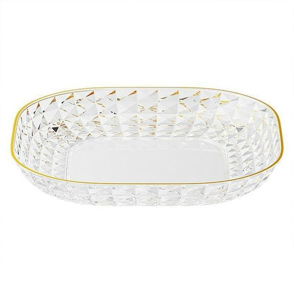 Luoshdecor Clear Serving Tray, Plastic Decorative Fruit Bowls,Reusable Serving Bowls for Fruit, Party, Chip, Candy