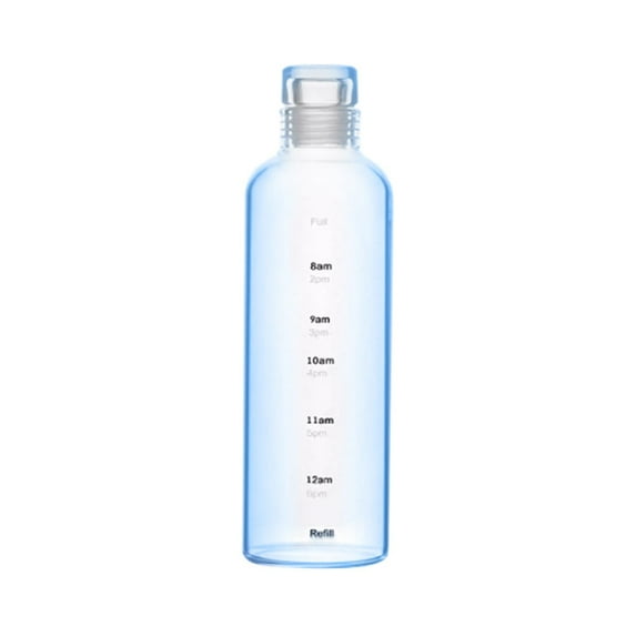 Luoshdecor Clear Water Bottle with Time Markers,26 OZ Simple Modern Dringking Bottles for Office,Gyms,Hiking,School,Blue