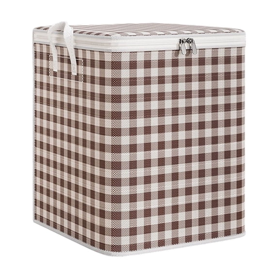 Luoshdecor Clothes Storage Bins with Lids,Double Zipper Checked Organizers Storage Containers with Reinforced Handle for Blanket,Clothes, Bed Sheets