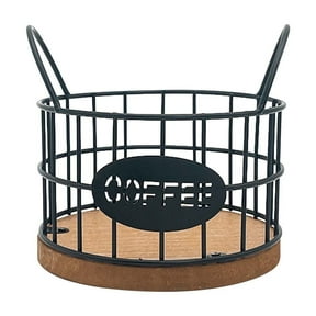 Luoshdecor Coffee Pod Holder,Wire K Cup Storage with Wooden Base - Large Capacity Slim Design for Coffee Bar ,Office Desktop,Kitchen