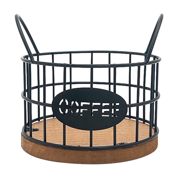 Luoshdecor Coffee Pod Holder,Wire K Cup Storage with Wooden Base - Large Capacity Slim Design for Coffee Bar ,Office Desktop,Kitchen