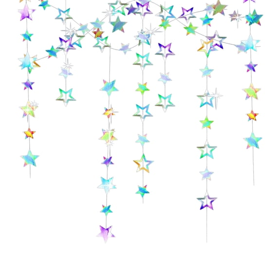 Luoshdecor Colorful Star and Blue Moon Garlands,Twinkle Little Star Hanging Banner for Home Decoration