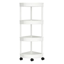 Luoshdecor Corner Shower Caddy Stand with Wheels, 5 Tier Plastic Standing Shower Organizer for Bathroom Shampoo,Bottle