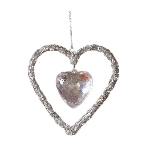 Luoshdecor Crystal Christmas Ornaments for Christmas Tree,Acrylic Heart Pendants with Drop for Christmas Tree New Year Party Decor