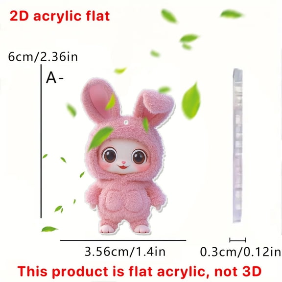 Luoshdecor Cute Cartoon Rabbit Keychain,2D Acrylic Animal Pendant,Valentine's Day Gift for Backpacks, Bags and Cars