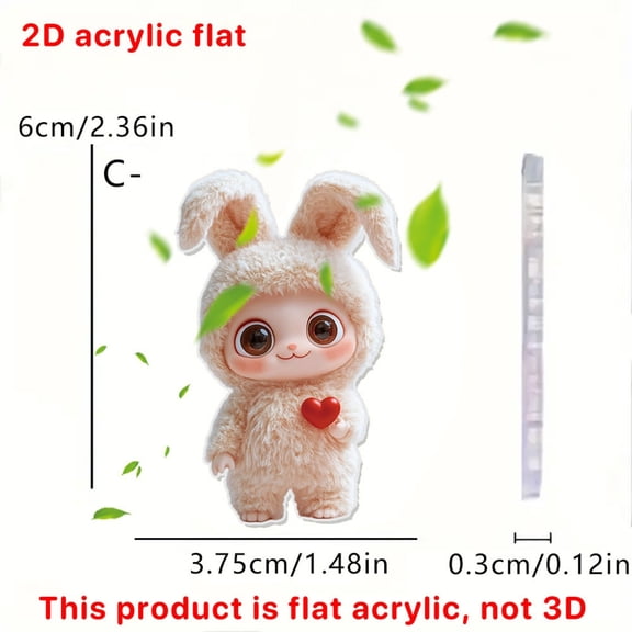 Luoshdecor Cute Cartoon Rabbit Keychain,2D Acrylic Animal Pendant,Valentine's Day Gift for Backpacks, Bags and Cars