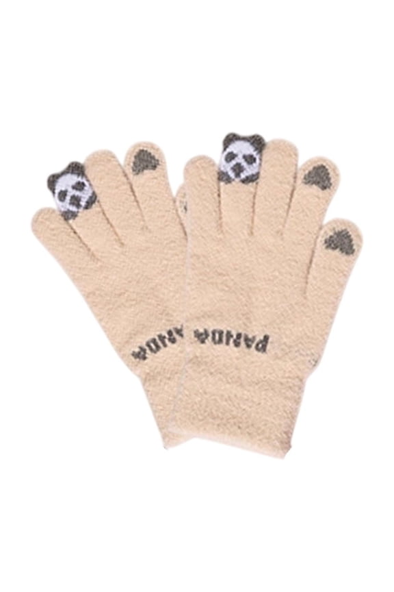Cute Panda Winter Gloves,Knit Warm Windproof Gloves Soft Gift for Women Mom