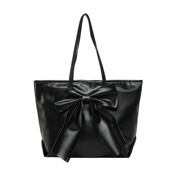 Luoshdecor Cute Shoulder Bag with Bow for Women, Handbags Casual Medium Leather Tote Purse for Work,Travel