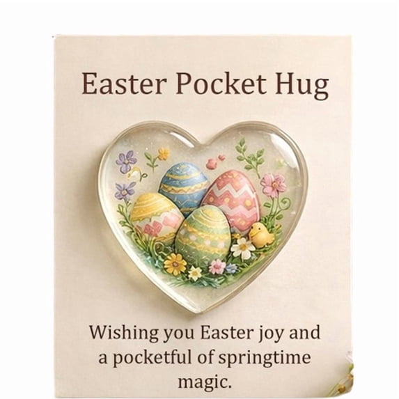 Luoshdecor Easter Heart Pocket Hug, Cute Animal Heart Decor with Greeting Card, Spring Holiday Gift & Basket Accent