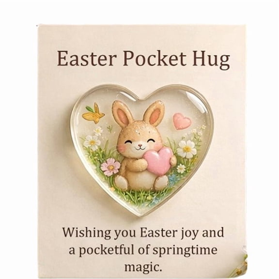 Luoshdecor Easter Heart Pocket Hug, Cute Animal Heart Decor with Greeting Card, Spring Holiday Gift & Basket Accent