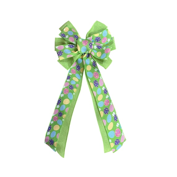 Luoshdecor Easter Wreath Bows, Colorful Printed Ribbon Decorative Bows For Easter Indoor And Outdoor Decoration