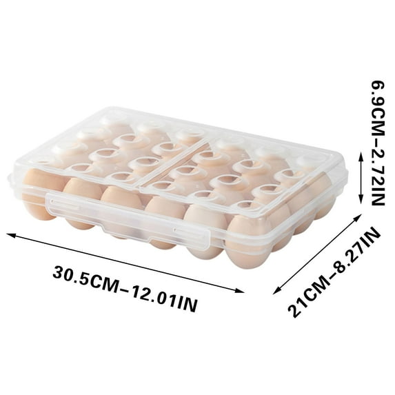 Luoshdecor Egg Storage Box Refrigerator Portable Egg Tray with Lid, Stackable Egg Storage with Safety Buckle for Camping Picnic (Clear)