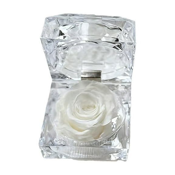Luoshdecor Enchanted Rose in Acrylic Crystal Ring Box,Eternal Flower Rose Gifts for Women Mom Girlfriend Valentines