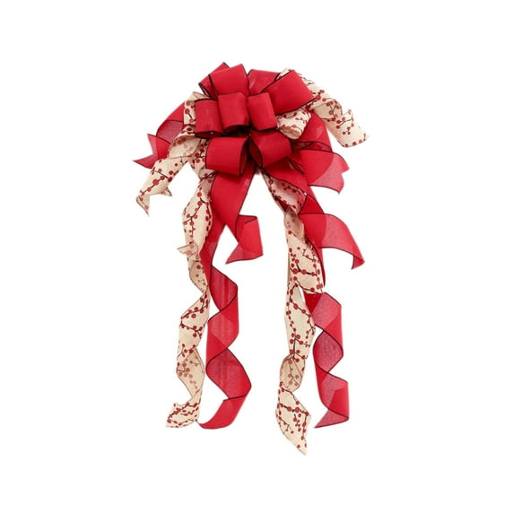 Luoshdecor Extra Large Christmas Bows,Decorative Winter Xmas Tree Toppers Bow with Streamer for Front Door Indoor Wall Decoration Supplies Ornament 34x11in