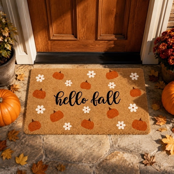 Luoshdecor Fall Floral Welcome Mats,Anti-Slip Decorative Outdoor Doormats for Home Porch Entry Decor